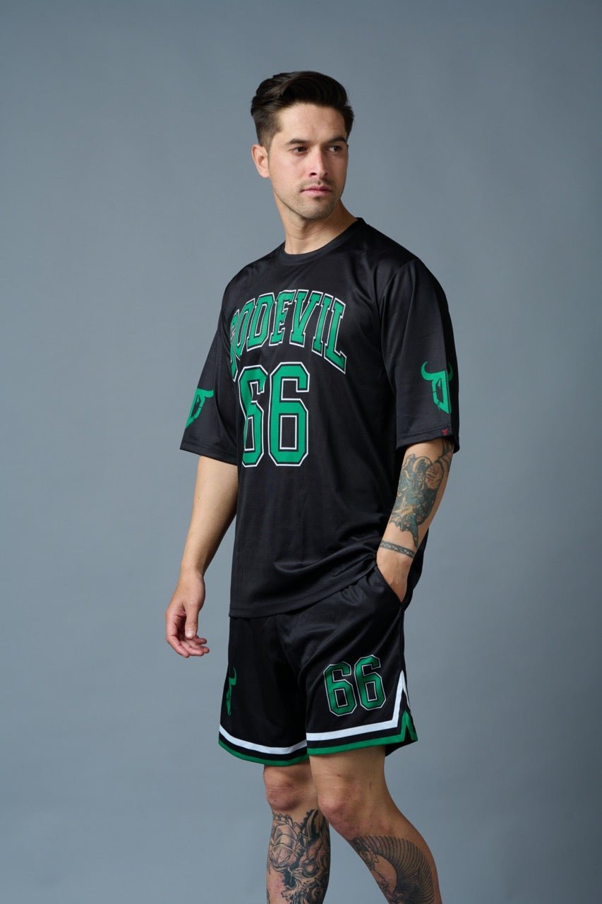 Go Devil 66 (in Green) Printed Black Polyester Co-ord Set for Men - Go Devil