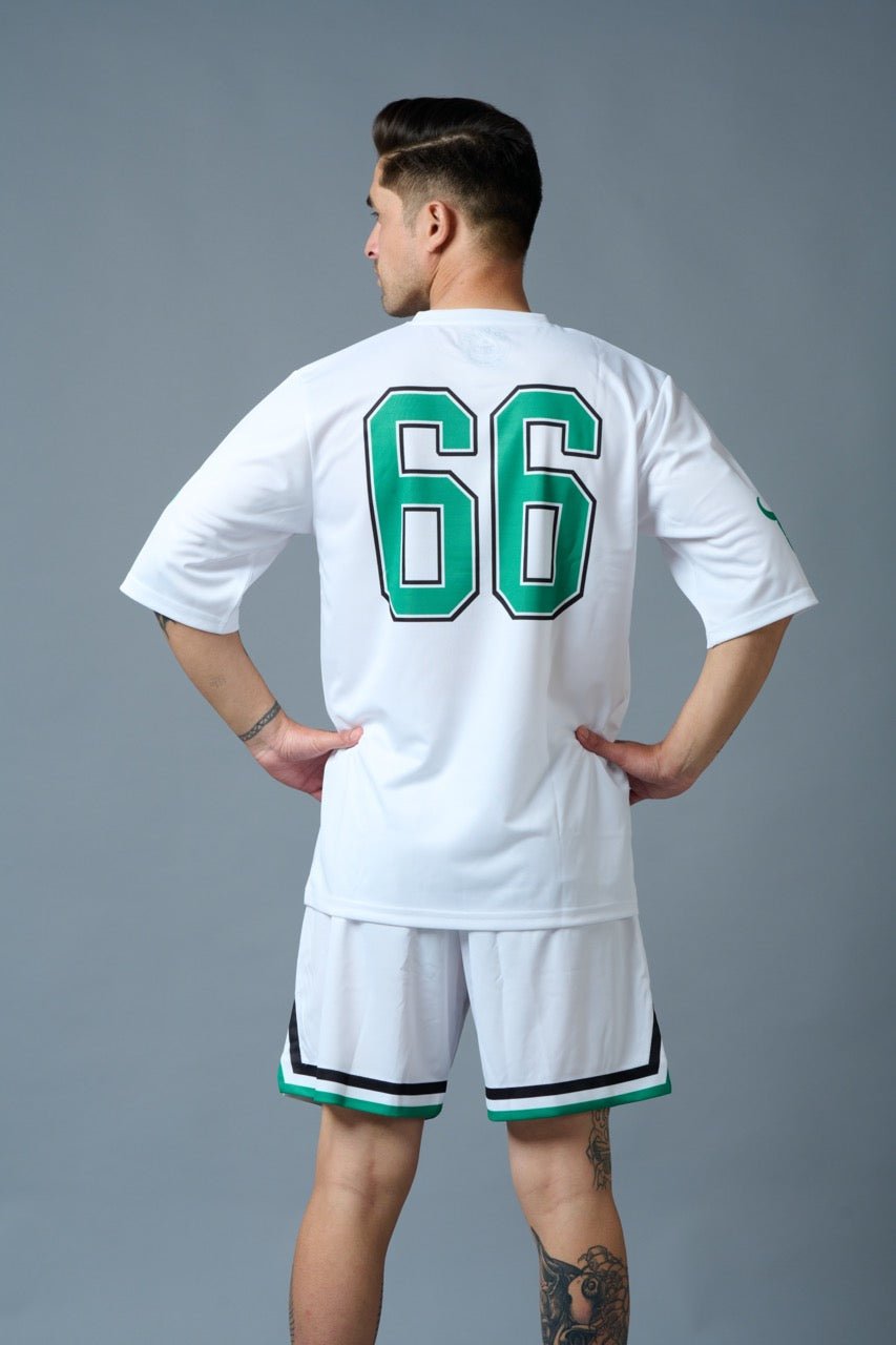 Go Devil 66 (in Green) Printed White Polyester Co-ord Set for Men - Go Devil