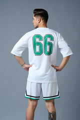 Go Devil 66 (in Green) Printed White Polyester Co-ord Set for Men - Go Devil