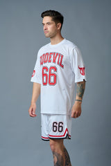 Go Devil 66 (in Red & Black) Printed White Polyester Co-ord Set for Men - Go Devil