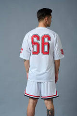 Go Devil 66 (in Red & Black) Printed White Polyester Co-ord Set for Men - Go Devil