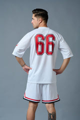 Go Devil 66 (in Red & Black) Printed White Polyester Co-ord Set for Men - Go Devil