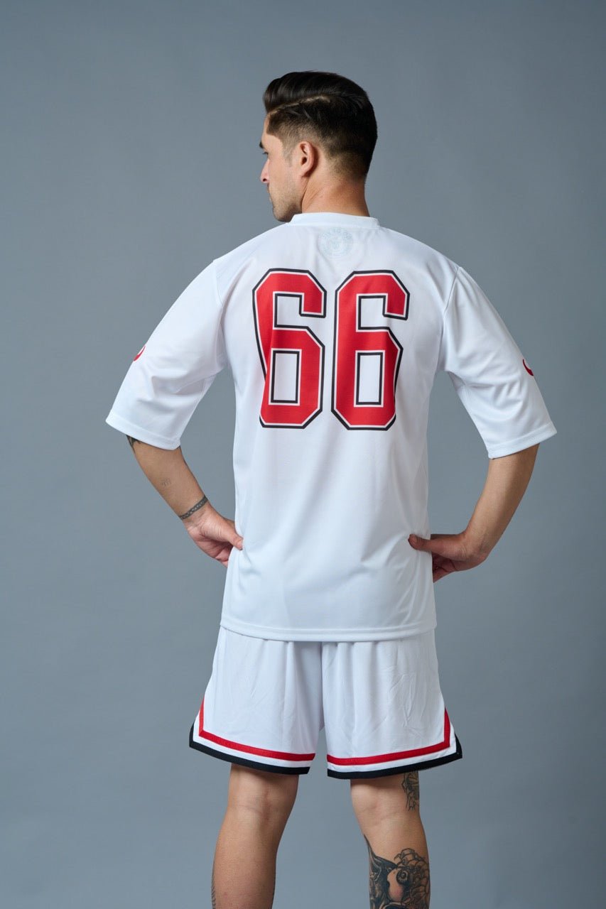 Go Devil 66 (in Red & Black) Printed White Polyester Co-ord Set for Men - Go Devil