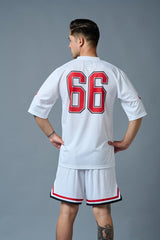 Go Devil 66 (in Red & Black) Printed White Polyester Co-ord Set for Men - Go Devil