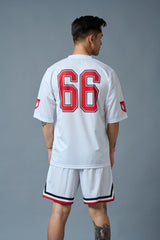 Go Devil 66 (in Red) Printed White Polyester Co-ord Set for Men - Go Devil