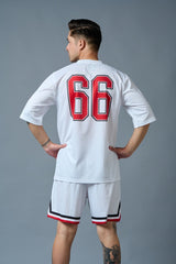 Go Devil 66 (in Red) Printed White Polyester Co-ord Set for Men - Go Devil