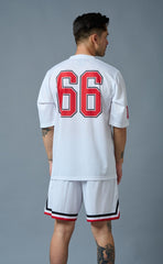 Go Devil 66 (in Red) Printed White Polyester Co-ord Set for Men - Go Devil