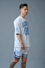 Go Devil 66 (in Sky Blue) Printed Stripes White Polyester Co-ord Set for Men - Go Devil