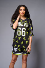 Go Devil 66 (in White) Printed Green & Black Co-ord Set for Women - Go Devil