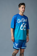 Go Devil 66 Printed Gradient Blue Printed Co-ord Set for Men - Go Devil
