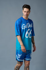 Go Devil 66 Printed Gradient Blue Printed Co-ord Set for Men - Go Devil