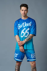 Go Devil 66 Printed Gradient Blue Printed Co-ord Set for Men - Go Devil