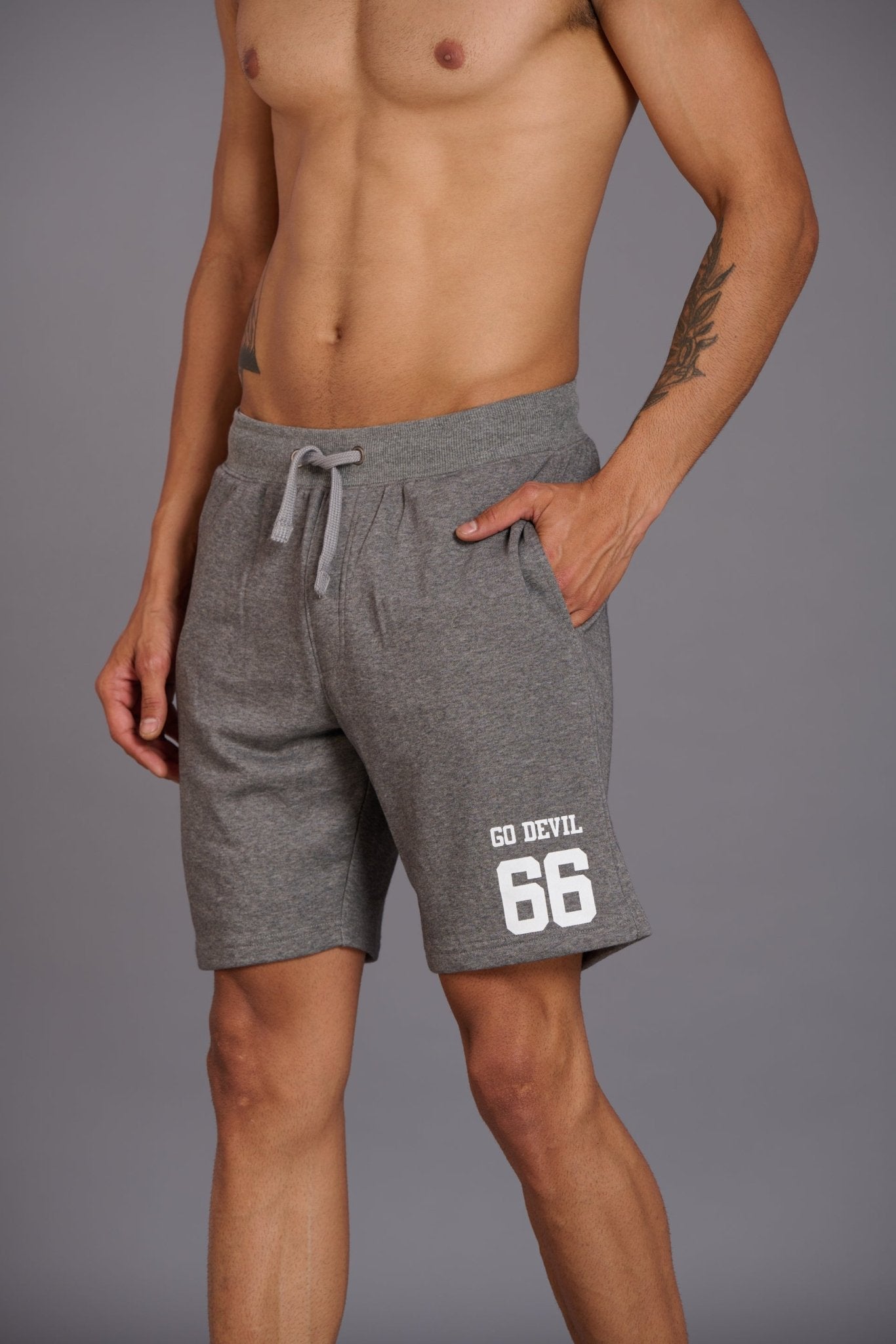 Go Devil 66 Printed Grey Shorts for Men - Go Devil
