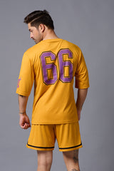 Go Devil 66 Printed Mustard Polyester Co-ord Set for Men - Go Devil