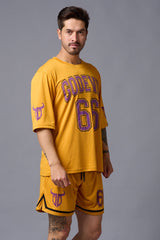 Go Devil 66 Printed Mustard Polyester Co-ord Set for Men - Go Devil