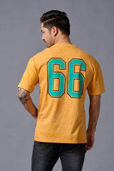 Go Devil 66 Printed Musturd Wash Print Oversized T-Shirt for Men - Go Devil