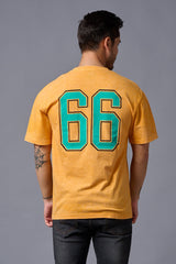 Go Devil 66 Printed Musturd Wash Print Oversized T-Shirt for Men - Go Devil