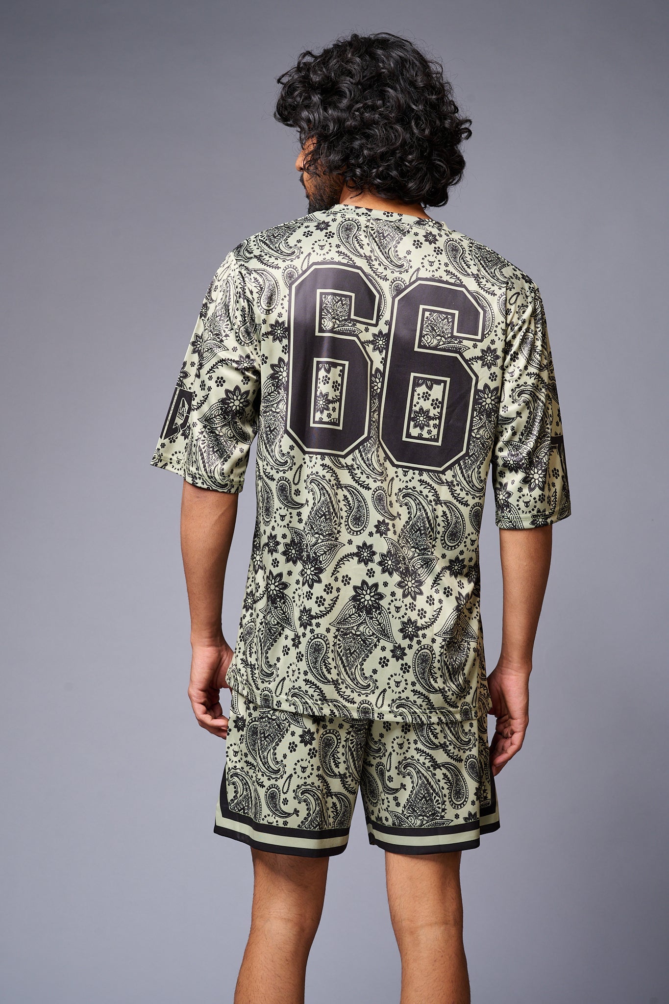 Go Devil 66 Printed Paisley Green & Black Co-ord Set for Men - Go Devil