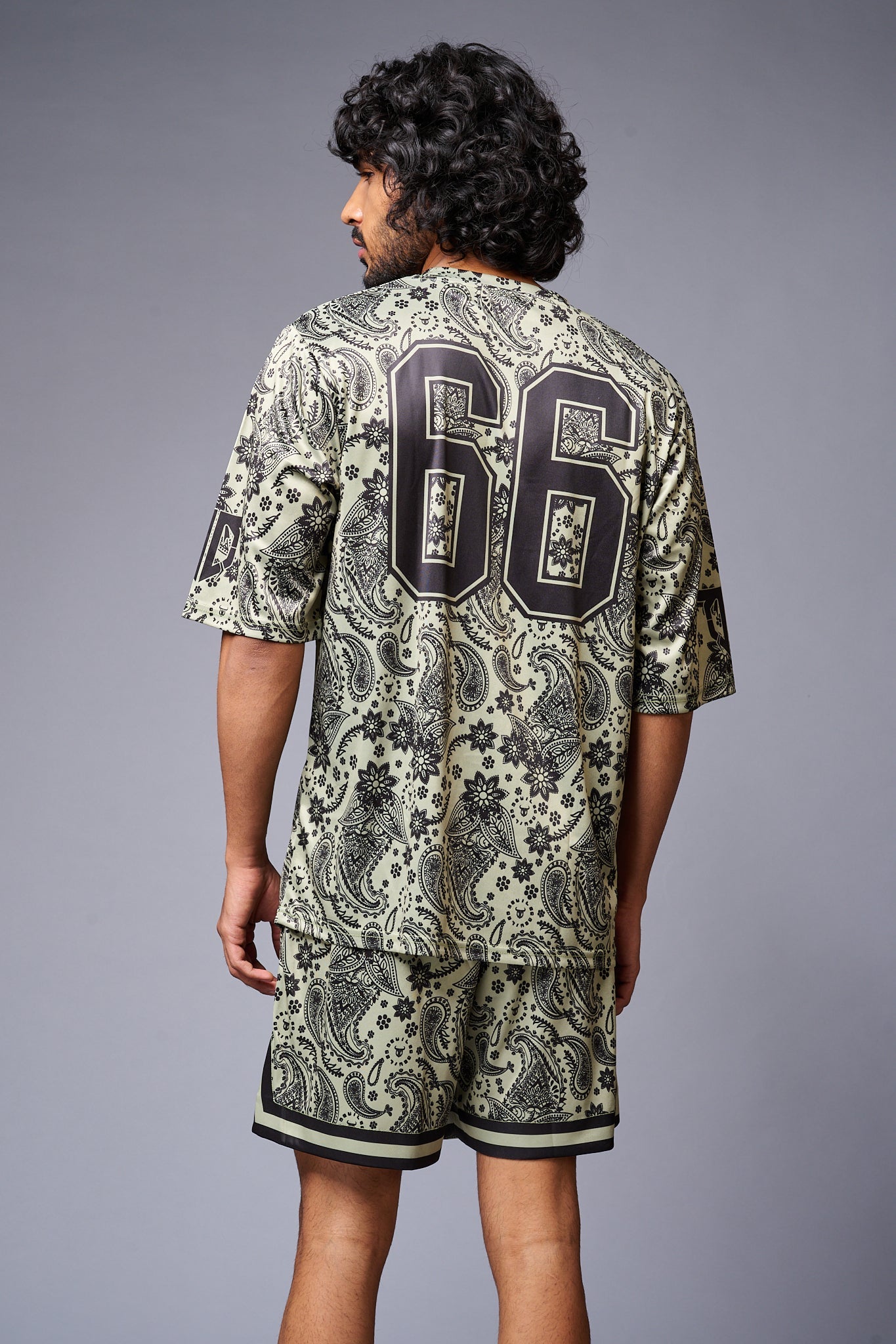 Go Devil 66 Printed Paisley Green & Black Co-ord Set for Men - Go Devil