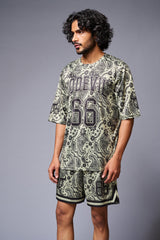Go Devil 66 Printed Paisley Green & Black Co-ord Set for Men - Go Devil