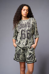 Go Devil 66 Printed Paisley Green & Black Co-ord Set for Women - Go Devil