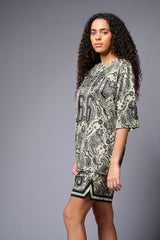 Go Devil 66 Printed Paisley Green & Black Co-ord Set for Women - Go Devil