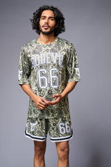 Go Devil 66 Printed Paisley Green & White Co-ord Set for Men - Go Devil