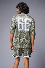 Go Devil 66 Printed Paisley Green & White Co-ord Set for Men - Go Devil