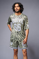 Go Devil 66 Printed Paisley Green & White Co-ord Set for Men - Go Devil