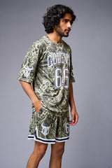 Go Devil 66 Printed Paisley Green & White Co-ord Set for Men - Go Devil