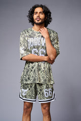 Go Devil 66 Printed Paisley Green & White Co-ord Set for Men - Go Devil