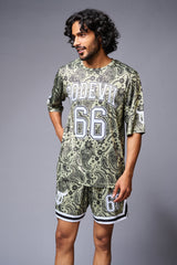 Go Devil 66 Printed Paisley Green & White Co-ord Set for Men - Go Devil