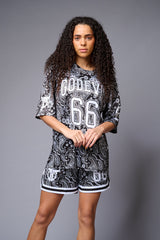 Go Devil 66 Printed Paisley White & Black Co-ord Set for Women - Go Devil