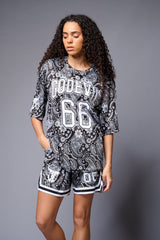 Go Devil 66 Printed Paisley White & Black Co-ord Set for Women - Go Devil
