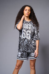 Go Devil 66 Printed Paisley White & Black Co-ord Set for Women - Go Devil