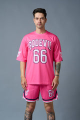 Go Devil 66 Printed Pink Polyester Co-ord Set for Men - Go Devil