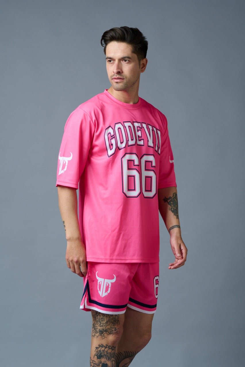 Go Devil 66 Printed Pink Polyester Co-ord Set for Men - Go Devil