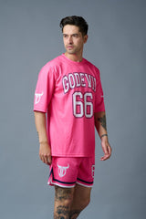 Go Devil 66 Printed Pink Polyester Co-ord Set for Men - Go Devil