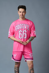 Go Devil 66 Printed Pink Polyester Co-ord Set for Men - Go Devil