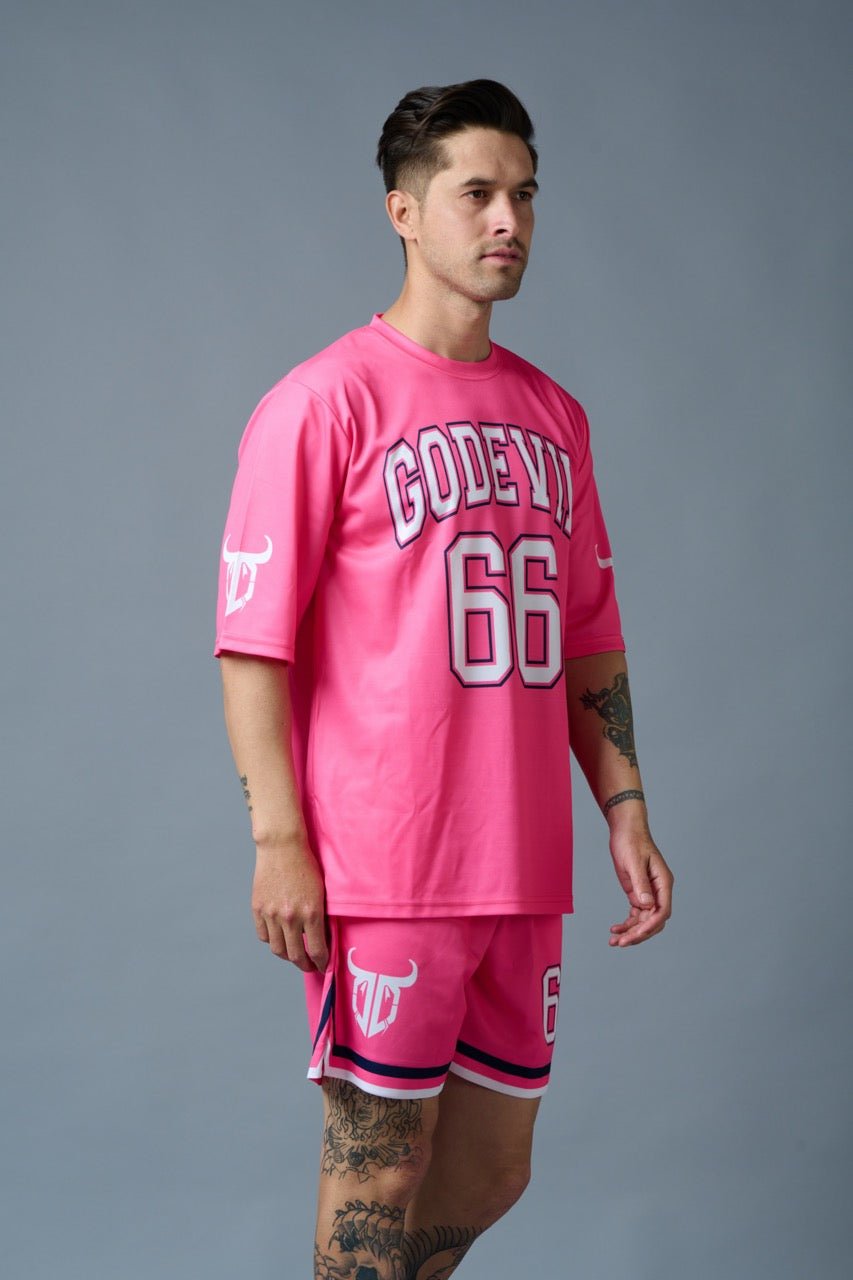 Go Devil 66 Printed Pink Polyester Co-ord Set for Men - Go Devil