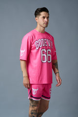 Go Devil 66 Printed Pink Polyester Co-ord Set for Men - Go Devil