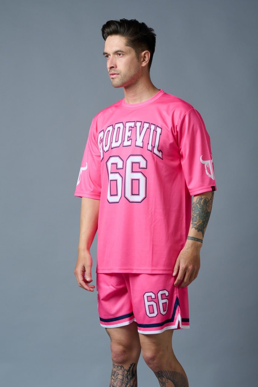 Go Devil 66 Printed Pink Polyester Co-ord Set for Men - Go Devil