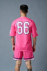 Go Devil 66 Printed Pink Polyester Co-ord Set for Men - Go Devil