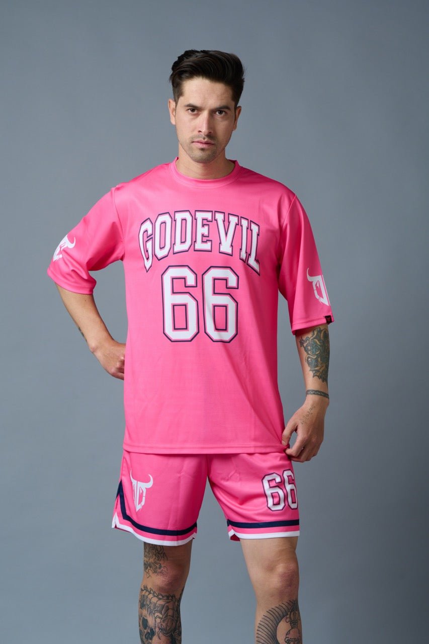 Go Devil 66 Printed Pink Polyester Co-ord Set for Men - Go Devil