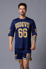 Go Devil 66 Printed Polyester Navy Co-ord Set for Men - Go Devil