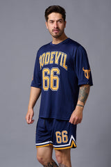 Go Devil 66 Printed Polyester Navy Co-ord Set for Men - Go Devil