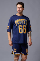 Go Devil 66 Printed Polyester Navy Co-ord Set for Men - Go Devil