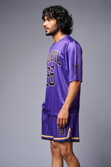 Go Devil 66 Printed Purple Striped Co-ord Set for Men - Go Devil