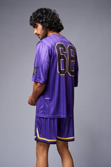 Go Devil 66 Printed Purple Striped Co-ord Set for Men - Go Devil