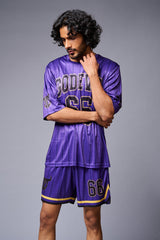 Go Devil 66 Printed Purple Striped Co-ord Set for Men - Go Devil